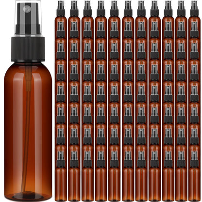 Nuogo 90 Pack 4 Oz Plastic Mini Spray Bottles – Reusable Amber Travel Size Mist Sprayers