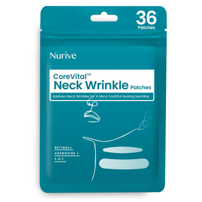 NURIVE Advanced Wrinkle Patches 60ct Invisible Overnight Tape with Retinol & Collagen (Medium Neck)