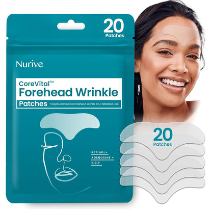 NURIVE Advanced Wrinkle Patches 20ct – Forehead, Smile & Frown Lines | Retinol + Collagen