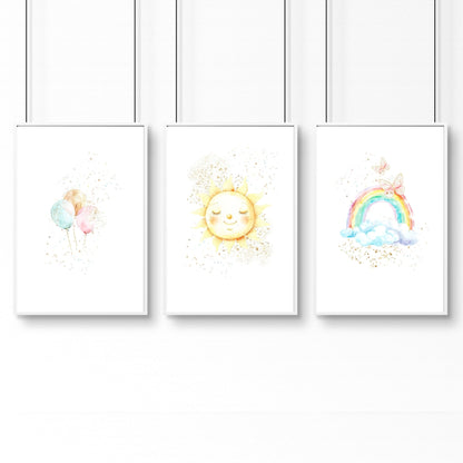 Nursery Rainbow Decor | Set of 3 wall art prints