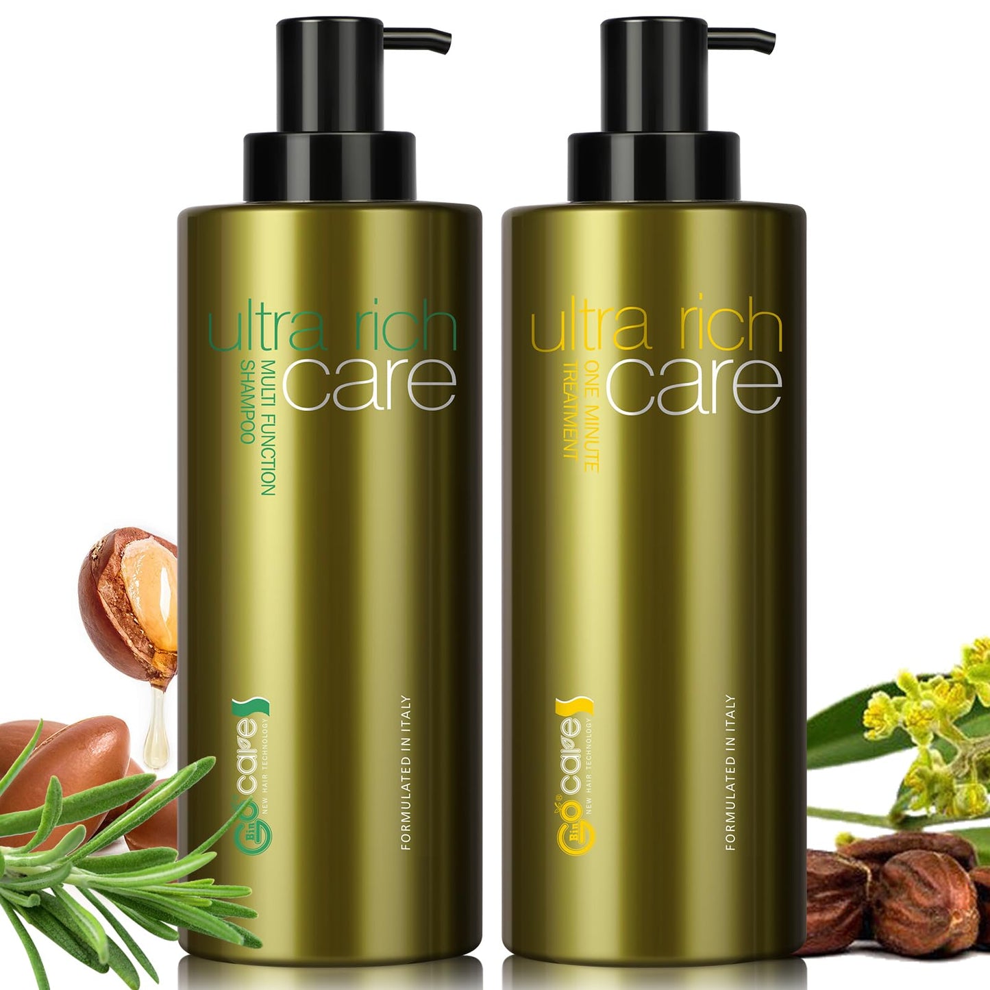 NUSPA Natrual Sulfate-Free Argan Oil Shampoo & Conditioner Set | Ultrarich Care for Damaged Dry Curly Hair
