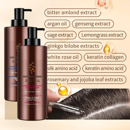 NUSPA Keratin Extra Volume Shampoo & Conditioner Set – Argan Oil, Sulfate-Free