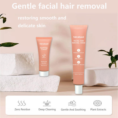 Nutraboost Women's Facial Hair Removal Cream Set – 4 Min, 7 Days Smooth, 3pcs