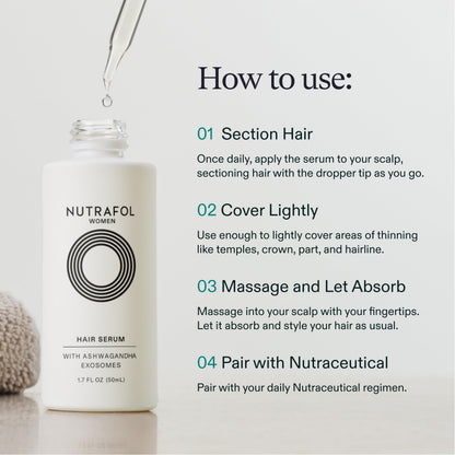 Nutrafol Women's Hair Serum – Visibly Thicker, Stronger Hair, Vegan, Lightweight & Fast-Absorbing – 1.7 Fl Oz