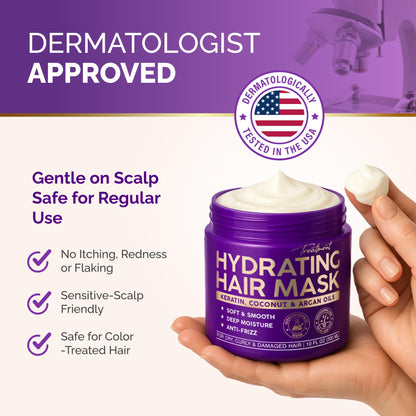 Nutraharmony Hydrating Hair Mask – Post-Relaxer Keratin-Biotin Conditioning for Damaged & Dry Color-Treated Hair