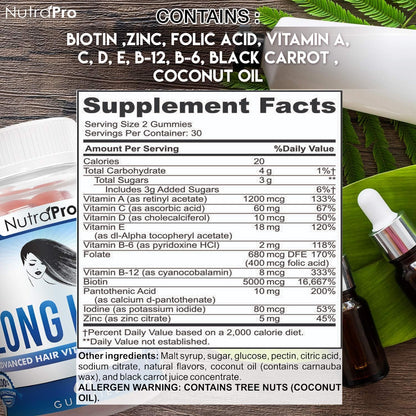 NutraPro Long Hair Gummies – Anti-Hair Loss & Growth Support