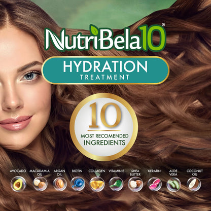 NUTRIBELA10 Hydration Hair Mask & Deep Conditioner – 2-Pack (10.5 oz) with Avocado & Argan