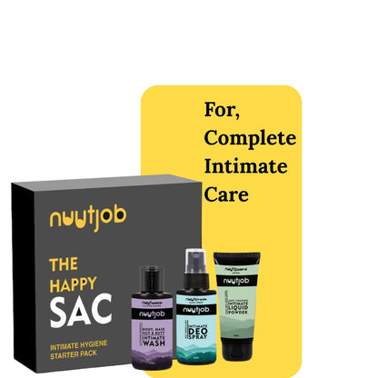 NUUTJOB Happy Sac Gift Set for Men – 3-Piece Intimate Care Trio (Wash, Spray, Powder)