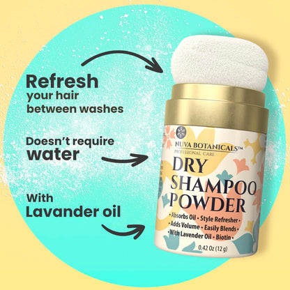 Nuva Botanicals Dry Shampoo Powder with Biotin + Bonding Shampoo & Conditioner Set — Strengthening Formula