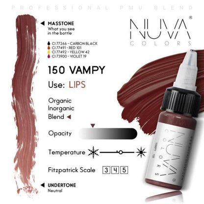 Nuva Colors PMU Lip Pigment — Customizable, Cool Undertone, Made in USA (Vampy)