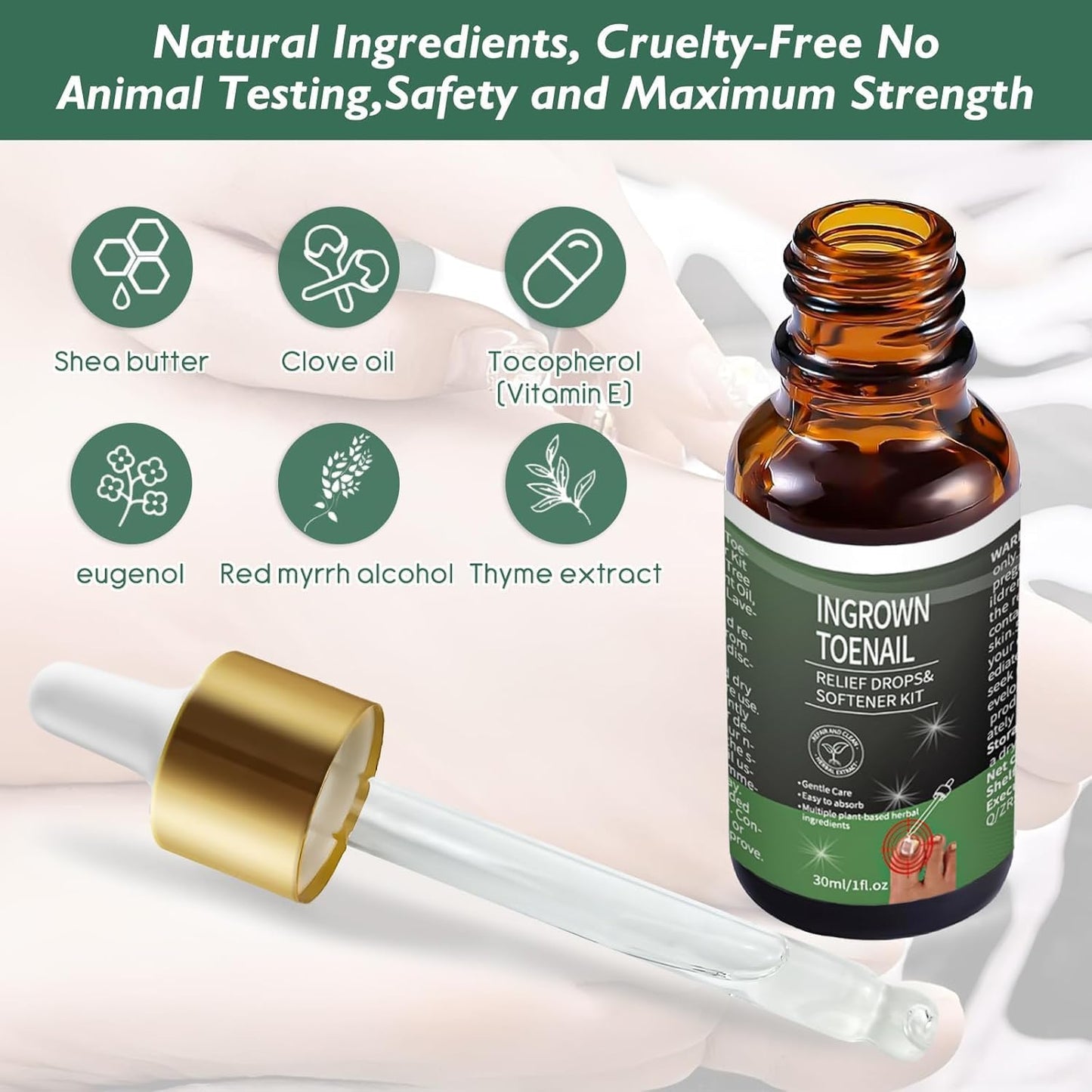 NWAKRD Ingrown Toenail Treatment Kit – 30ml Softening & Conditioning with Silicone Gel Toe Caps