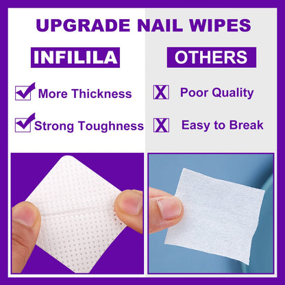 NXJ INFILILA Lint Free Nail Wipes – 1000 Pcs Non-Woven Nail Prep