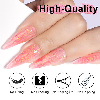 NXJ INFILILA Glitter Poly Nail Gel 50ml – Hot Pink Sparkle Builder Gel for UV/LED Nails | DIY Home Salon