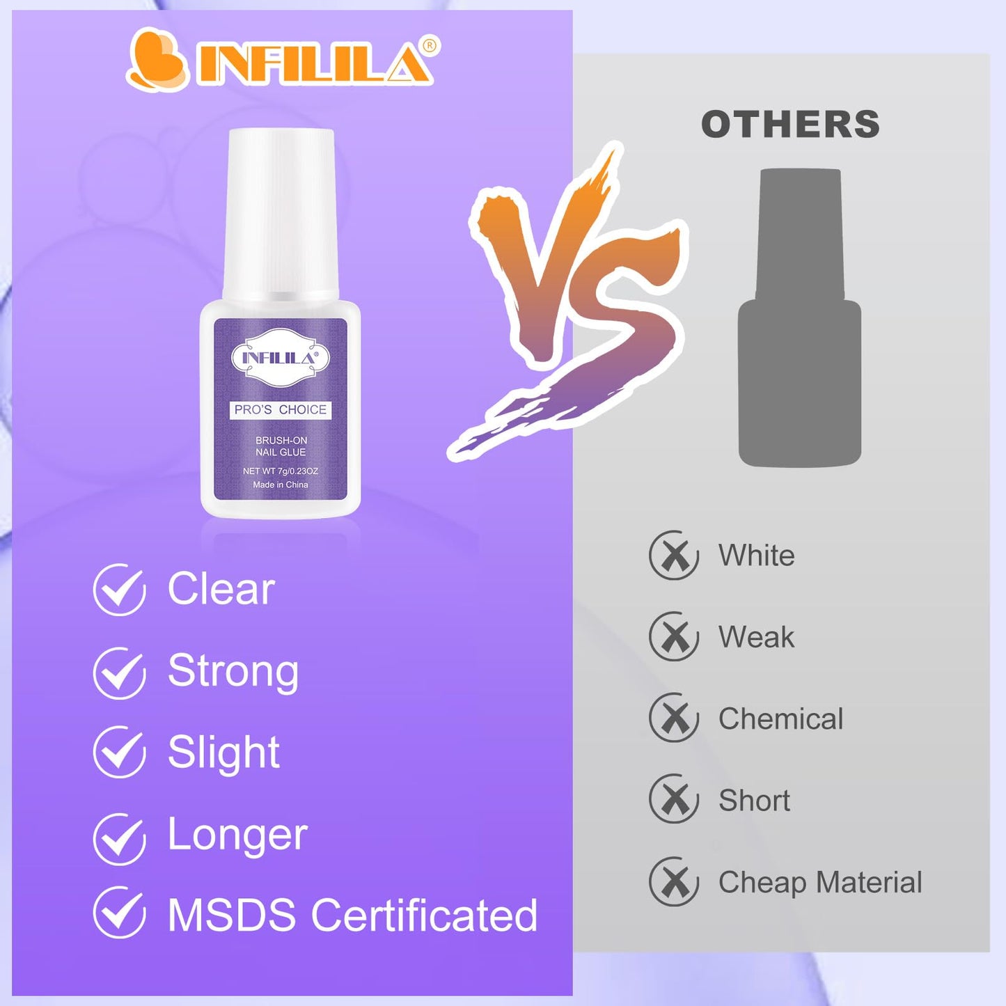 NXJ INFILILA Super Strong Nail Glue with Precision Brush – Quick Dry, 3-Pack 7ML