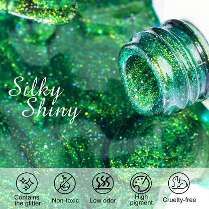 NXJ INFILILA Green Cat Eye Gel Nail Polish 15ml – Olive Green Magnetic Glitter Gel