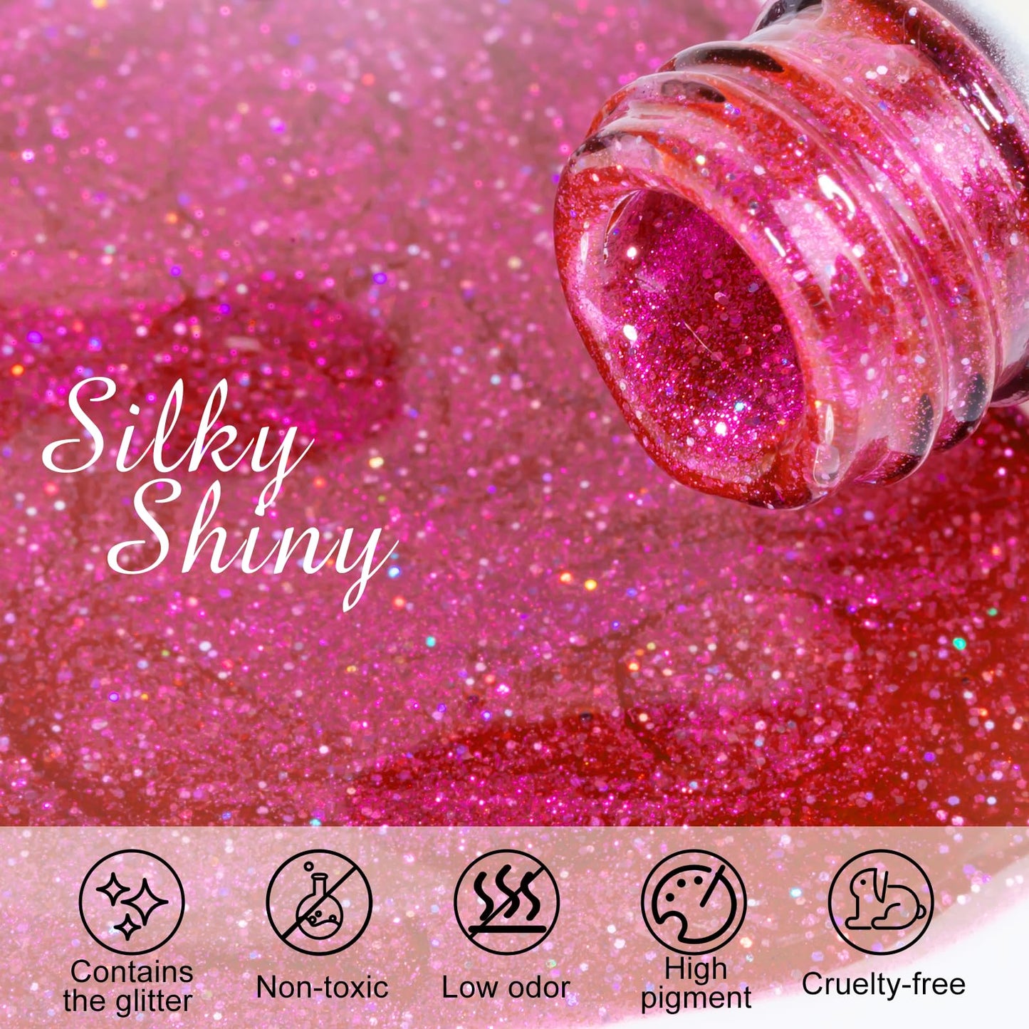 NXJ INFILILA Cat Eye Gel Polish Galaxy Glow01 – 15ML Magnetic Glitter Pink Nail Polish for Home Manicure