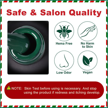 NXJ INFILILA Christmas Gel Nail Polish Set – 6 Colors (Sparkle Green, Sparkle Red, Red, Green, White, Mixed Glitter)