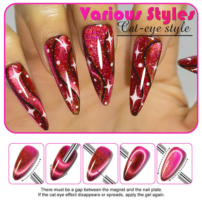 NXJ INFILILA Pink Cat Eye Gel Nail Polish | Galaxy Glow02 – Magnetic Holographic Glitter