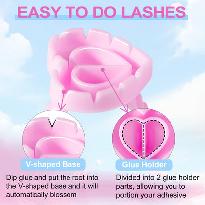 NXJ INFILILA Glue Rings for Eyelash Extensions – 300Pcs Disposable Heart-Shaped Cups