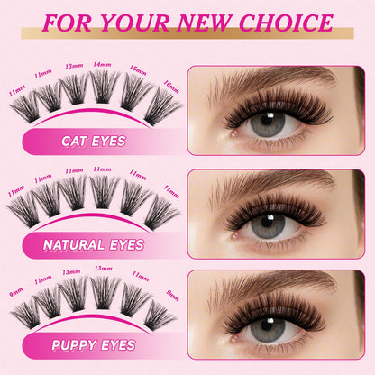 NYCAAR DIY Lash Extension Kit 280Pcs – 60D/80D Clusters, 0.07D Curl, 9–16mm Mix, Glue & Remover