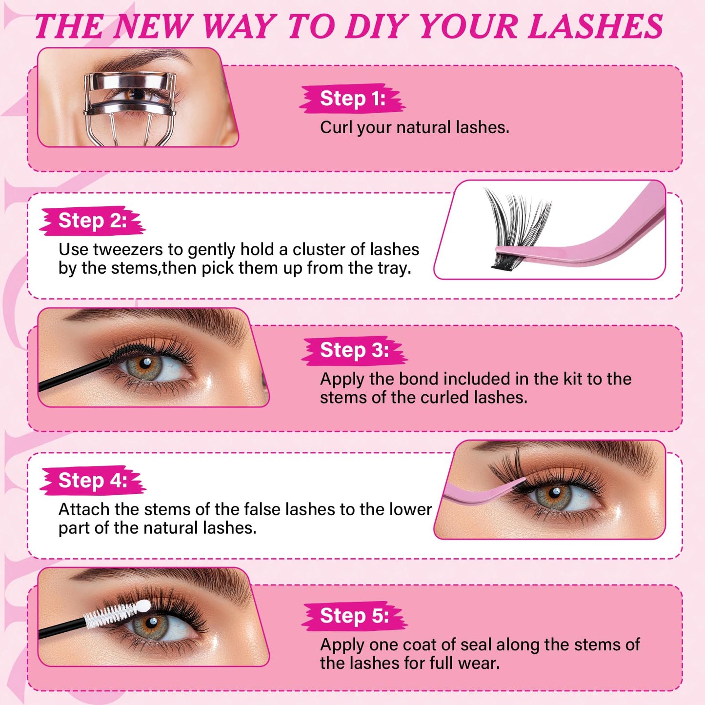 NYCAAR DIY Lash Extension Kit 280Pcs – 60D/80D Clusters, 0.07D Curl, 9–16mm Mix, Glue & Remover