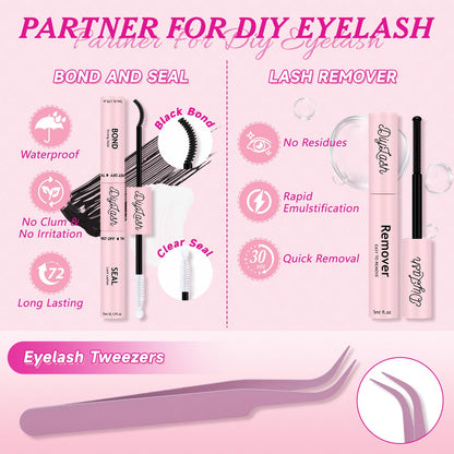 NYCAAR Lash Clusters 3D Effect Kit – 154pcs 200D D-Curl, 9-16mm Mix, DIY Lashes with Glue & Remover