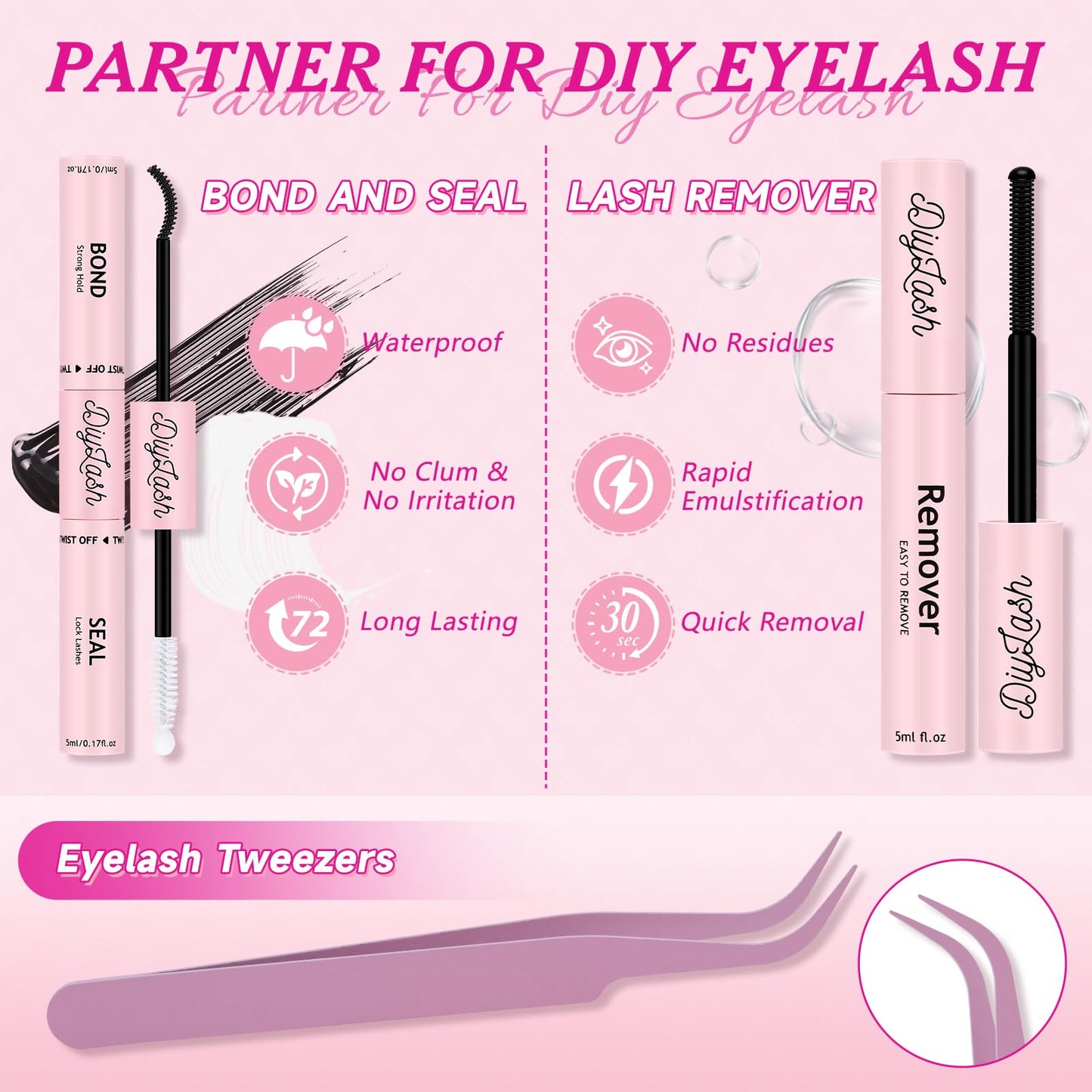 NYCAAR DIY Lash Extension Kit – 280Pcs, 30D/40D Clusters, 0.07D Curl, 9-16mm, Glue Remover