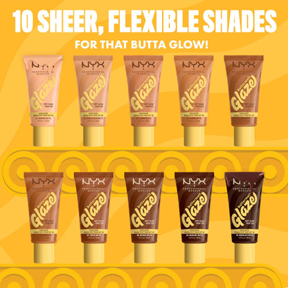 NYX PROFESSIONAL MAKEUP Buttermelt Glaze Soft Glow Skin Tint + SPF 30, 12HR Wear — Vanilla Bean Butta (02)