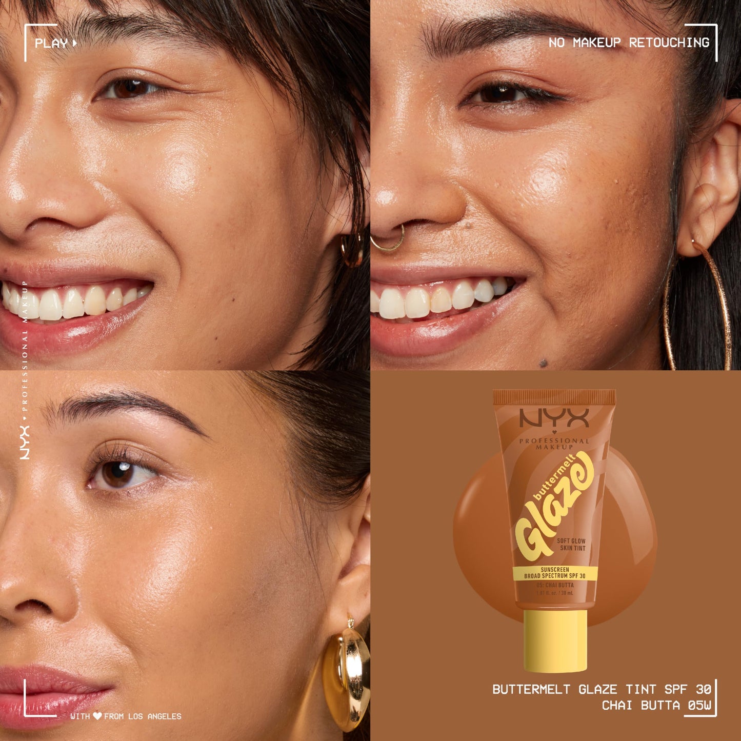 NYX PROFESSIONAL MAKEUP Buttermelt Glaze Skin Tint + SPF 30 – Up To 12HR Wear, 05 Chai Butta