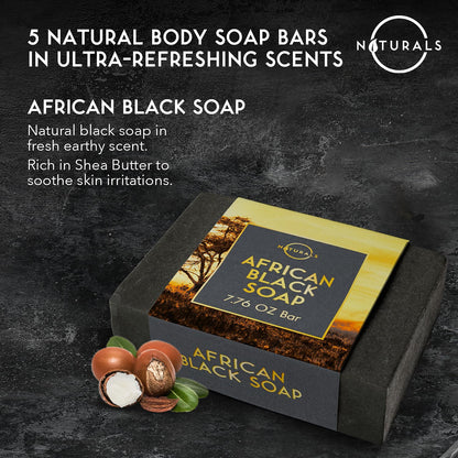 O Naturals 5PC Men's Soap Gift Set – Organic Exfoliating Bars for Men