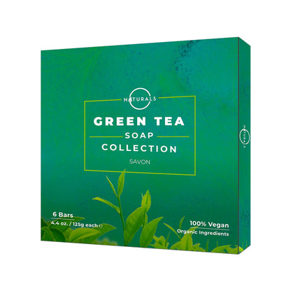 O NATURALS 100% Natural Bar Soap Gift Set – Green Tea Collection with Organic Oils & Essential Oils