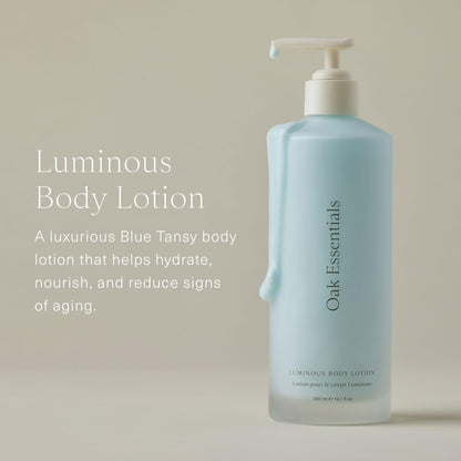 Oak Essentials Luminous Body Lotion | Hydrating Blue Tansy, Rose Oil, Turmeric, Shea Butter & Coconut Oil