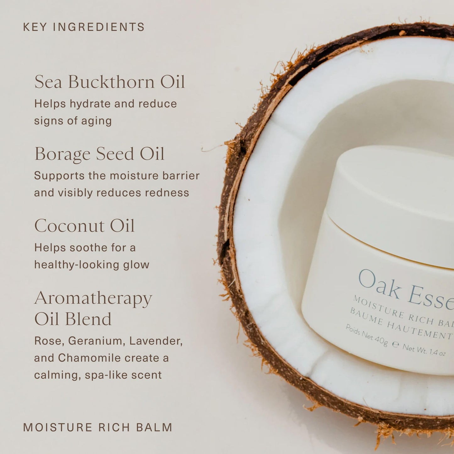 Oak Essentials Moisture Rich Balm | Deep Hydration with Sea Buckthorn & Borage Oil