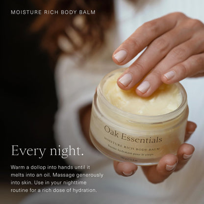 Oak Essentials Moisture Rich Body Balm | Ultra-Hydrating Cream with Sea Buckthorn Oil, Cocoa Butter & Coconut Oil (5.3 oz)