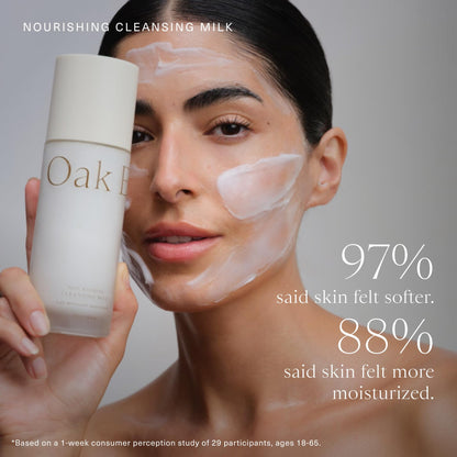 Oak Essentials Nourishing Cleansing Milk – Gentle Makeup Remover with Oat Amino Acids, Rice Bran & Rosemary