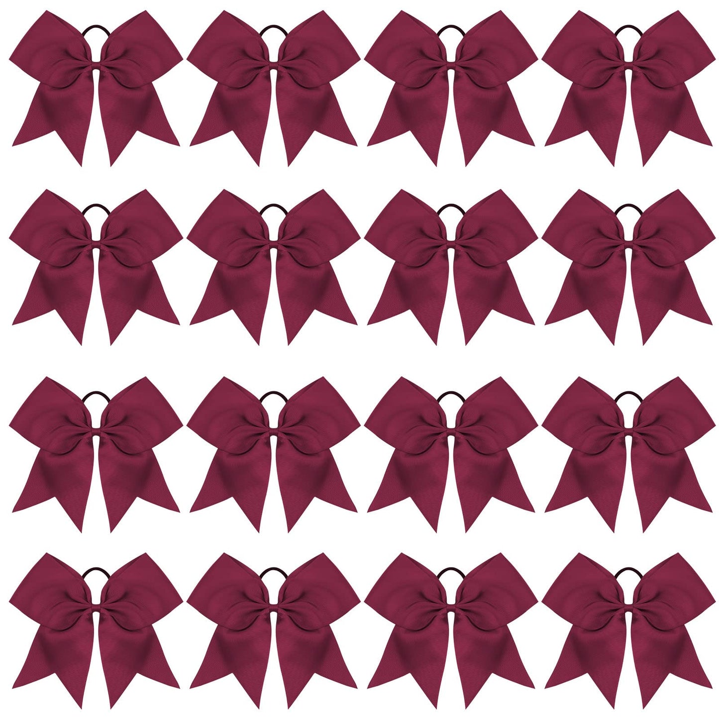 OAOLEER 16-Pack 8-Inch Maroon Cheer Bows with Ponytail Holders – Handmade Team Accessories