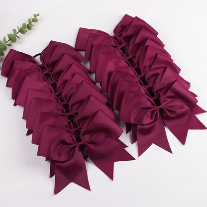 OAOLEER 16-Pack 8-Inch Maroon Cheer Bows with Ponytail Holders – Handmade Team Accessories