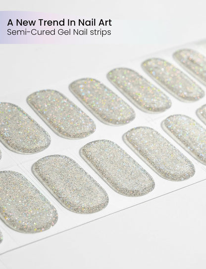 Oauee Semi Cured Gel Nail Strips – Built-In Gel Top Coat, UV Required, Starry Glow