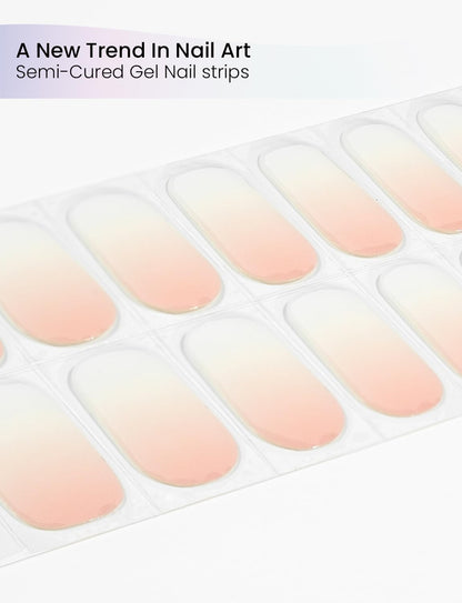 OAUEE Sunset Nectar Semi-Cured Gel Nail Strips | Built-In Gel Top Coat | UV Light Required