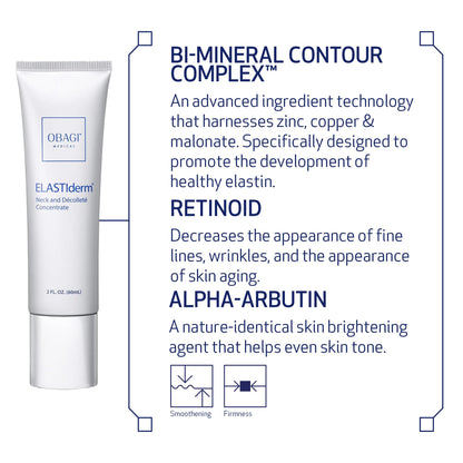 Obagi ELASTIderm Neck & Décolleté Lifting Concentrate – Bi-Mineral Contour Complex, Retinoid & Alpha-Arbutin, 2 oz