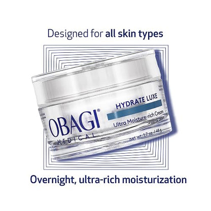 Obagi Hydrate Luxe Ultra-Rich Night Cream – Non-Comedogenic with Tara Seed Extract | Two Pack, 2 x 1.7 oz