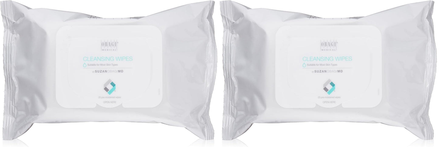 Obagi Medical On the Go Cleansing & Makeup Removing Wipes – 25 Count (Pack of 2)