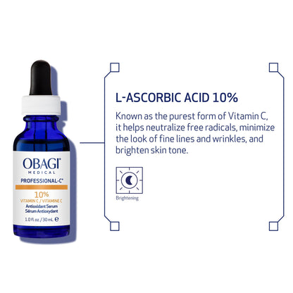 Obagi Professional-C 10% Vitamin C Serum – Brightens Skin Tone & Smooths Fine Lines | Safe for Sensitive Skin | 1 oz