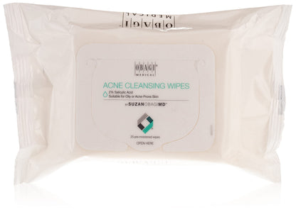 SUZANOBAGIMD On the Go Cleansing Wipes for Oily or Acne-Prone Skin, 25 Count | Obagi Medical