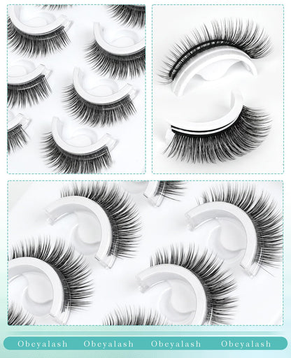 Obeyalash Self-Adhesive Doll Eye Lashes 15mm – Glue-Free, Waterproof, 5 Pairs