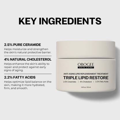 OBOGEE Triple Lipid Restore – Firming Anti-Aging Moisturizer with Ceramides, Peptides & Hyaluronic Acid (53 ml)