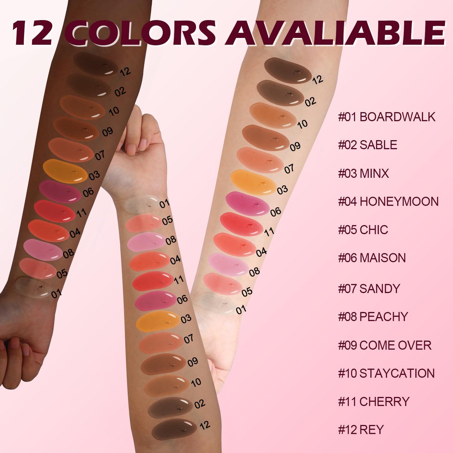 O'CHAIN 12-Color Lip Oil Set | Portable Keychain, High Shine & Hydration