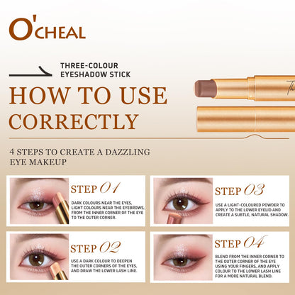 O'CHEAL 4PCS Gradient Eyeshadow Sticks – Waterproof, Long-Lasting, Crease-Proof