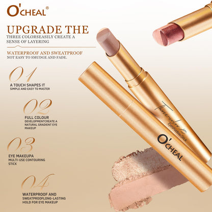 O'CHEAL 4PCS Gradient Eyeshadow Sticks – Waterproof, Long-Lasting, Crease-Proof