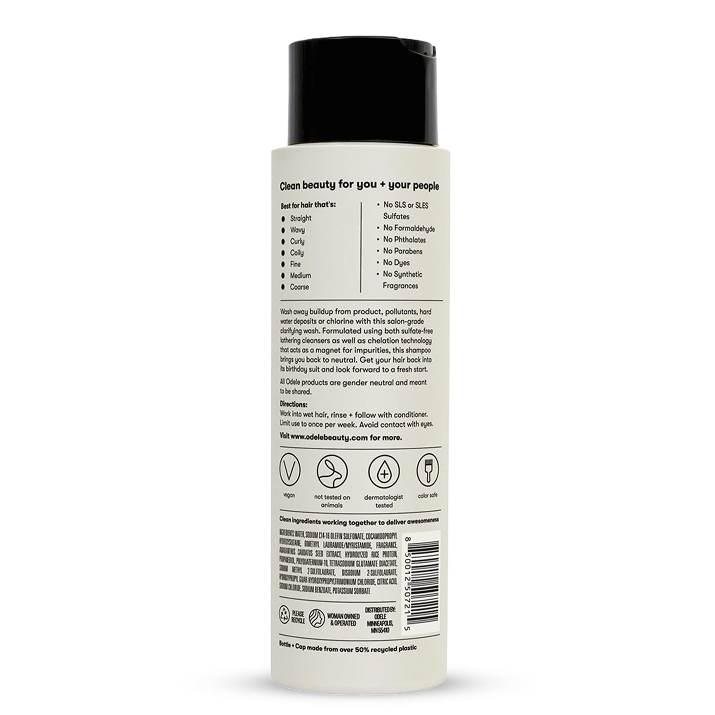 Odele Clarifying Sulfate-Free Shampoo | Deep Weekly Clean for All Hair Types | 13 oz